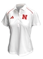 Adidas Womens Nebraska Classic Sideline Polo - White Nebraska Cornhuskers, Nebraska Polo's, Huskers Polo's, Nebraska  Ladies Polo's, Huskers  Ladies Polo's, Nebraska  Ladies Tops, Huskers  Ladies Tops, Nebraska  Ladies, Huskers  Ladies, Nebraska  Short Sleeve, Huskers  Short Sleeve, Nebraska Adidas, Huskers Adidas, Nebraska Adidas Womens White Nebraska SS Classic Polo, Huskers Adidas Womens White Nebraska SS Classic Polo