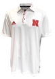 Adidas 2024 Nebraska Coaches Polo - White Nebraska Cornhuskers, Nebraska  Mens Polo's, Huskers  Mens Polo's, Nebraska Polo's, Huskers Polo's, Nebraska Adidas, Huskers Adidas, Nebraska Adidas 2024 White Nebraska Coaches SS Polo, Huskers Adidas 2024 White Nebraska Coaches SS Polo