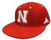 Adidas 2024 Red Nebraska Iron N Mesh Fitted Flat Brim - HT-H1260