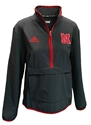 Adidas 2024 Womens Nebraska Woven 1/4 Zip Jacket - Midnight Nebraska Cornhuskers, Nebraska  Womens, Huskers  Womens, Nebraska  Ladies Outerwear, Huskers  Ladies Outerwear, Nebraska Black Out!, Huskers Black Out!, Nebraska Adidas, Huskers Adidas, Nebraska Adidas Womens Black Nebraska Woven 1/4 Zip Jacket, Huskers Adidas Womens Black Nebraska Woven 1/4 Zip Jacket