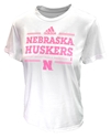 Adidas Womens Nebraska Huskers Breast Health Awareness Tee Nebraska Cornhuskers, Nebraska  Ladies T-Shirts, Huskers  Ladies T-Shirts, Nebraska  Ladies, Huskers  Ladies, Nebraska  Short Sleeve, Huskers  Short Sleeve, Nebraska Adidas, Huskers Adidas, Nebraska Adidas Womens White With Pink Nebraska Huskers BHA SS Pregame Tee, Huskers Adidas Womens White With Pink Nebraska Huskers BHA SS Pregame Tee