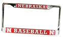 Nebraska Baseball License Plate Frame Nebraska Cornhuskers, Nebraska Vehicle, Huskers Vehicle, Nebraska Baseball, Huskers Baseball, Nebraska Chrome Nebraska Baseball License Plate, Huskers Chrome Nebraska Baseball License Plate