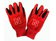 Nebraska Utility Gloves - Black N Red Nebraska Cornhuskers, Nebraska  Mens, Huskers  Mens, Nebraska  Mens Accessories, Huskers  Mens Accessories, Nebraska Red And Black Gloves With Rubber Grips On Palms Mcarthur Towel And Sports   , Huskers Red And Black Gloves With Rubber Grips On Palms Mcarthur Towel And Sports   